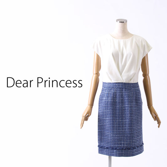 ファンシー ツイード ワンピース(Mサイズ／ネイビー／Dear Princess(ディアプリンセス))USED