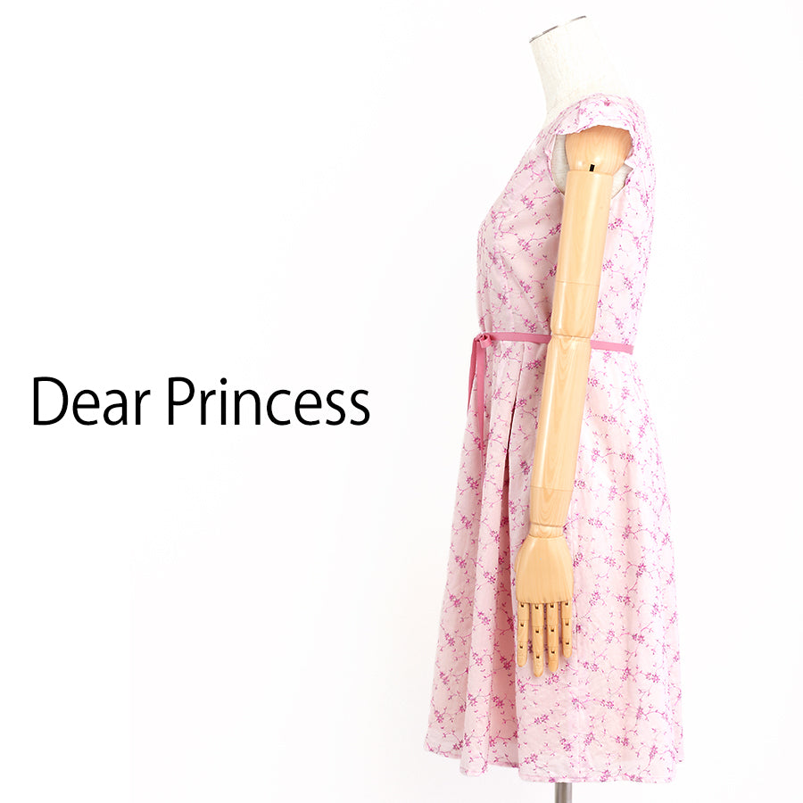 フラワー刺繍ウエストリボンワンピース(Mサイズ／ピンク／Dear Princess(ディアプリンセス)) – Merblue