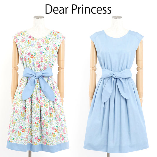 リバーシブル リバティワンピース(Mサイズ／ホワイト／Dear Princess(ディアプリンセス))USED