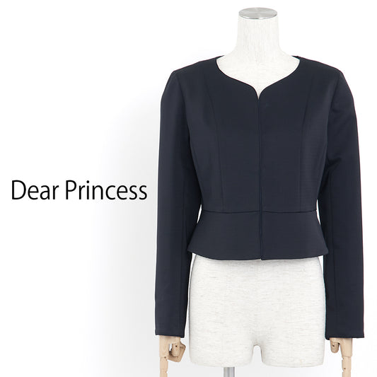 グログランノーカラージャケット(Mサイズ／ネイビー／Dear Princess(ディアプリンセス))