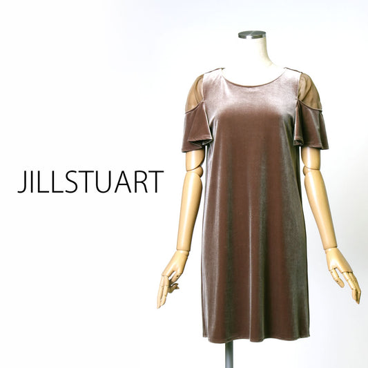 VELOR×SHEER DRESS(Sサイズ／ブラウン／JILLSTUART(ジル スチュアート))