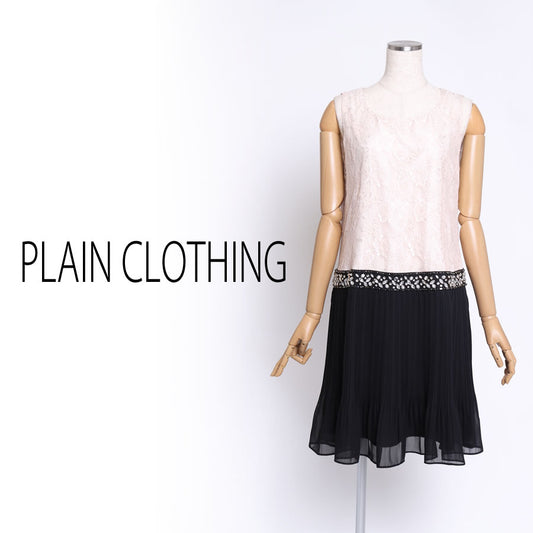 ビジュー付き レースワンピース(Mサイズ／ピンク／PLAIN CLOTHING(プレーンクロージング))USED