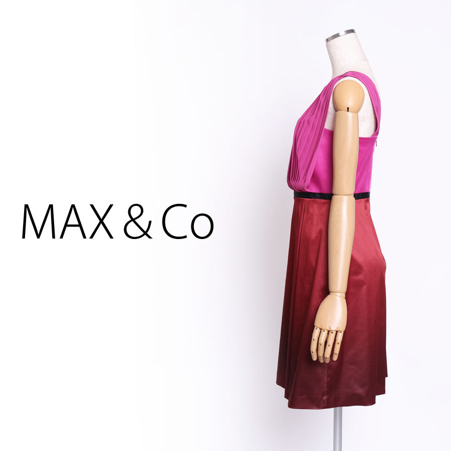 バイカラー デザインドレス(Lサイズ／ピンク／MAX＆Co(マックスアンドコー))