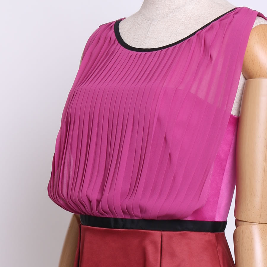 バイカラー デザインドレス(Lサイズ／ピンク／MAX＆Co(マックスアンドコー))