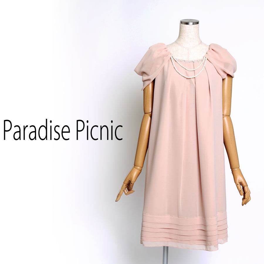 袖取り外し可能 2WAY ドレスワンピース(Fサイズ／ベージュ／Paradise Picnic(パラダイスピクニック))