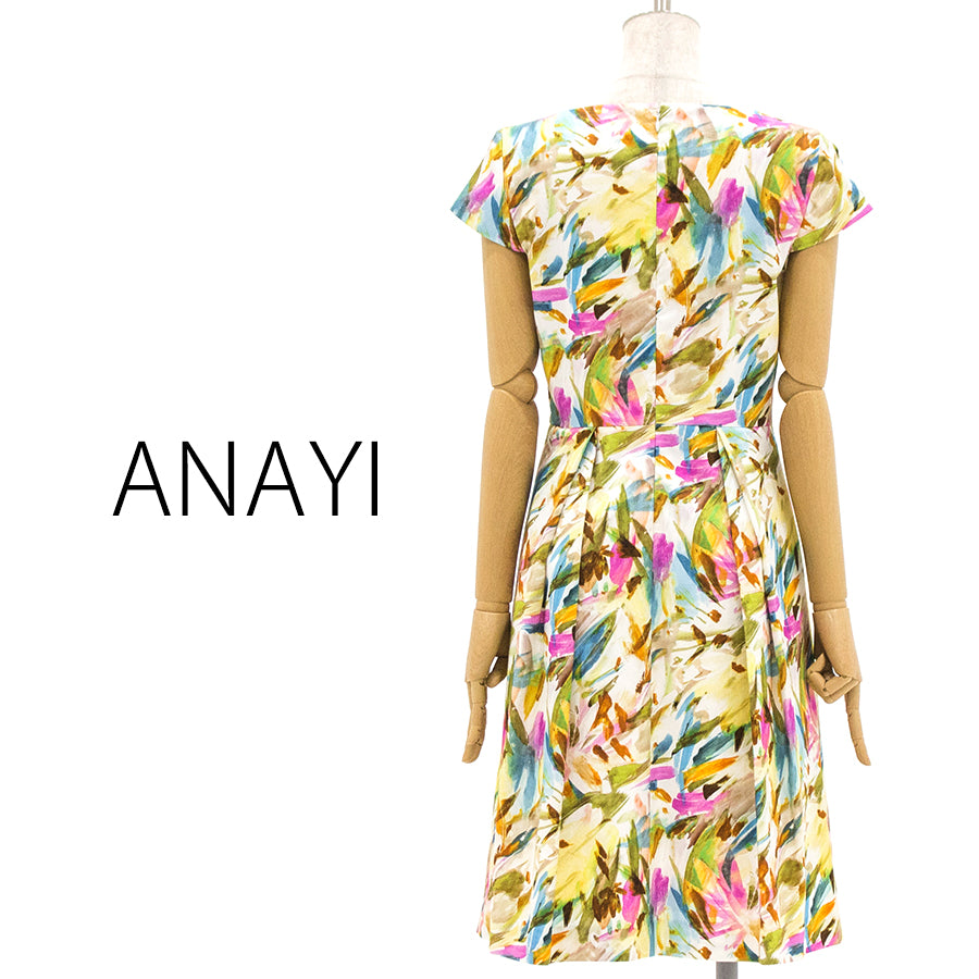 ペイントフラワープリントタックワンピース(Mサイズ／その他／ANAYI(アナイ))