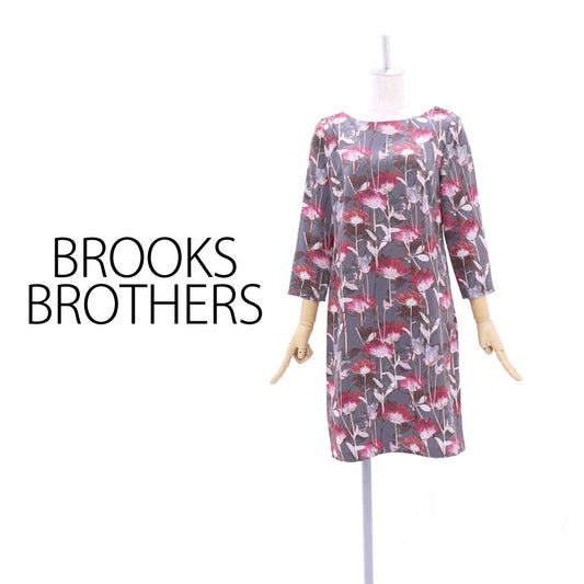 花柄 ボートネック ワンピース(Lサイズ／パープル・ワイン・ボルドー／BROOKS BROTHERS(ブルックス ブラザーズ))