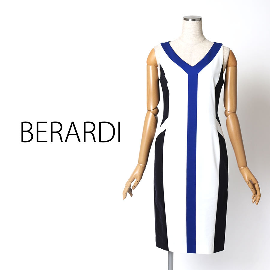 ビスコースストレッチジャージーデザインフィテッドドレス(Mサイズ／ホワイト／BERARDI(ベラルディ))