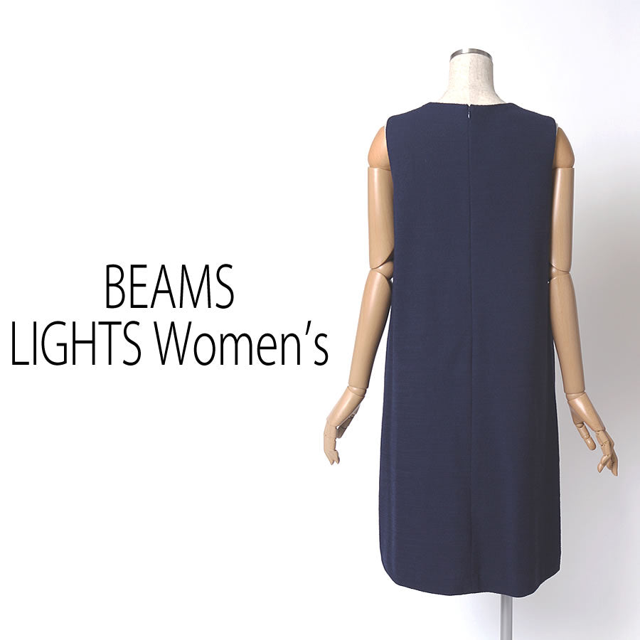 コットンツイード ノースリーブ ワンピース(Mサイズ／ネイビー／BEAMS LIGHTS Women's(ビームスライツ ウィメンズ))
