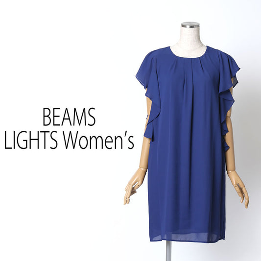 ラッフルスリーブ タック ワンピース(Sサイズ／ネイビー／BEAMS LIGHTS Women's(ビームスライツ ウィメンズ))