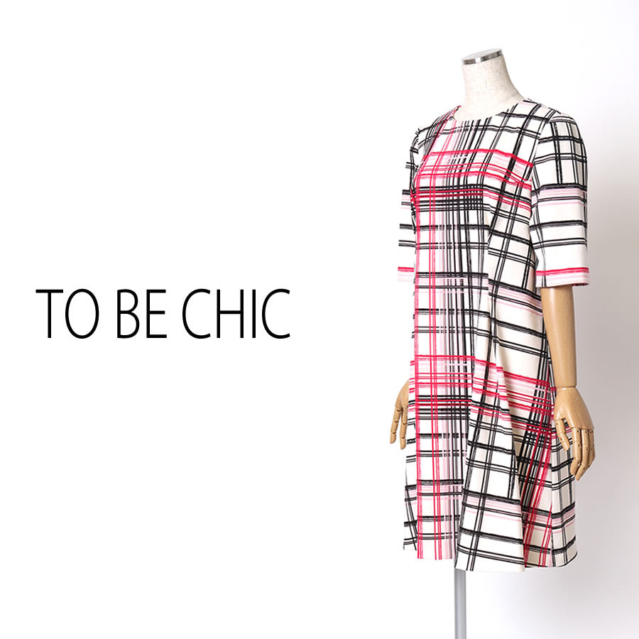 チェックプリント ドレス ワンピース(Mサイズ／ホワイト／TO BE CHIC(トゥービーシック))