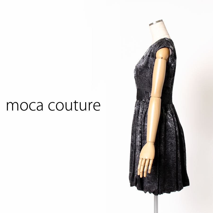 裾バルーン シャンパンジャガードワンピース(Mサイズ／ブラック／moca couture(モカクチュール))
