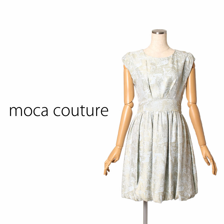 裾バルーン シャンパンジャガードワンピース(Mサイズ／ブルー・水色／moca couture(モカクチュール))