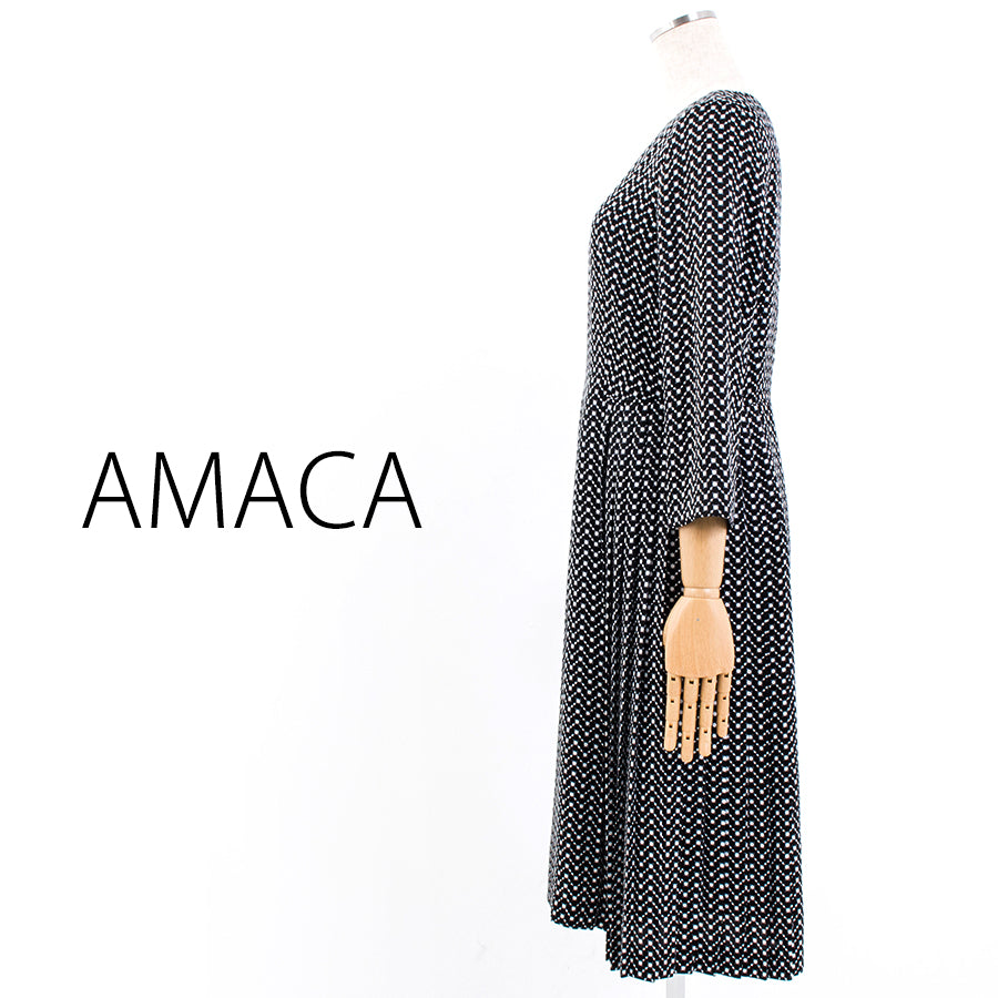 モノトーンドッツドレス(Lサイズ／ブラック／AMACA(アマカ))
