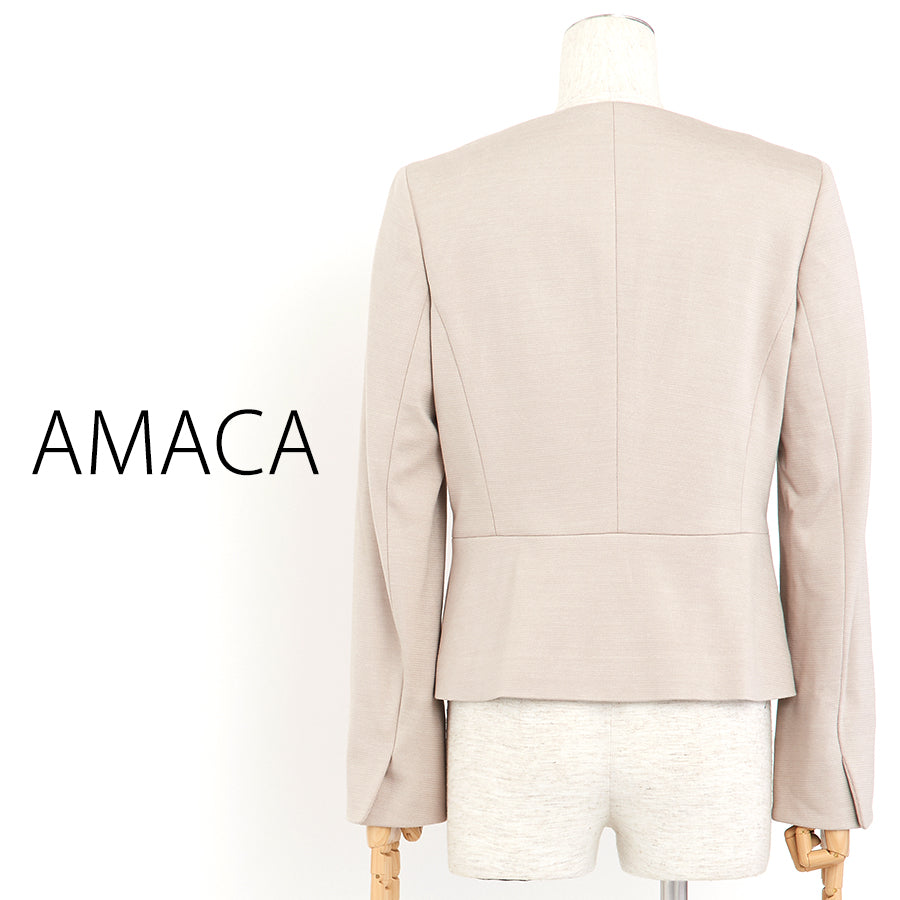 メランジポンチノーカラージャケット(Lサイズ／ベージュ／AMACA(アマカ))