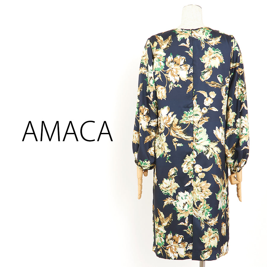 ヴィンテージダリアワンピース(Lサイズ／ネイビー／AMACA(アマカ))