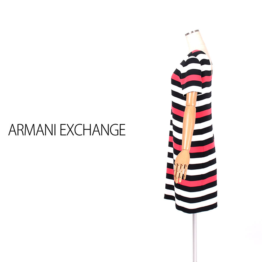 ボーダー Vネック ワンピース(Mサイズ／レッド／ARMANI EXCHANGE(アルマーニエクスチェンジ))