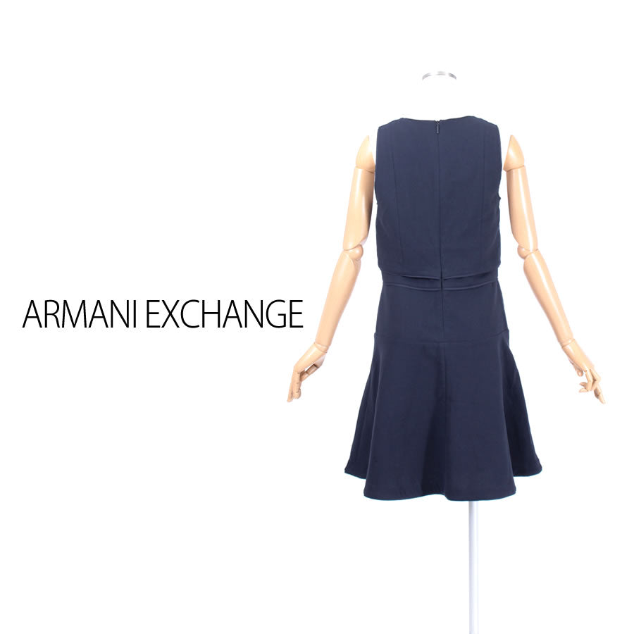 レイヤード風 フレア ワンピース(XLサイズ／ネイビー／ARMANI EXCHANGE(アルマーニエクスチェンジ))