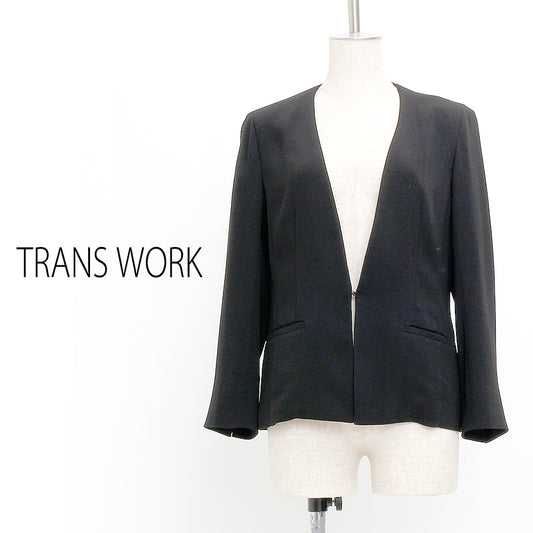 バックサテンジョーゼットジャケット(Mサイズ／ブラック／TRANS WORK(トランスワーク))