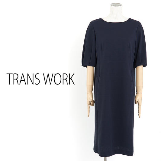 強撚ガスポンチクールワンピース(Mサイズ／ネイビー／TRANS WORK(トランスワーク))USED