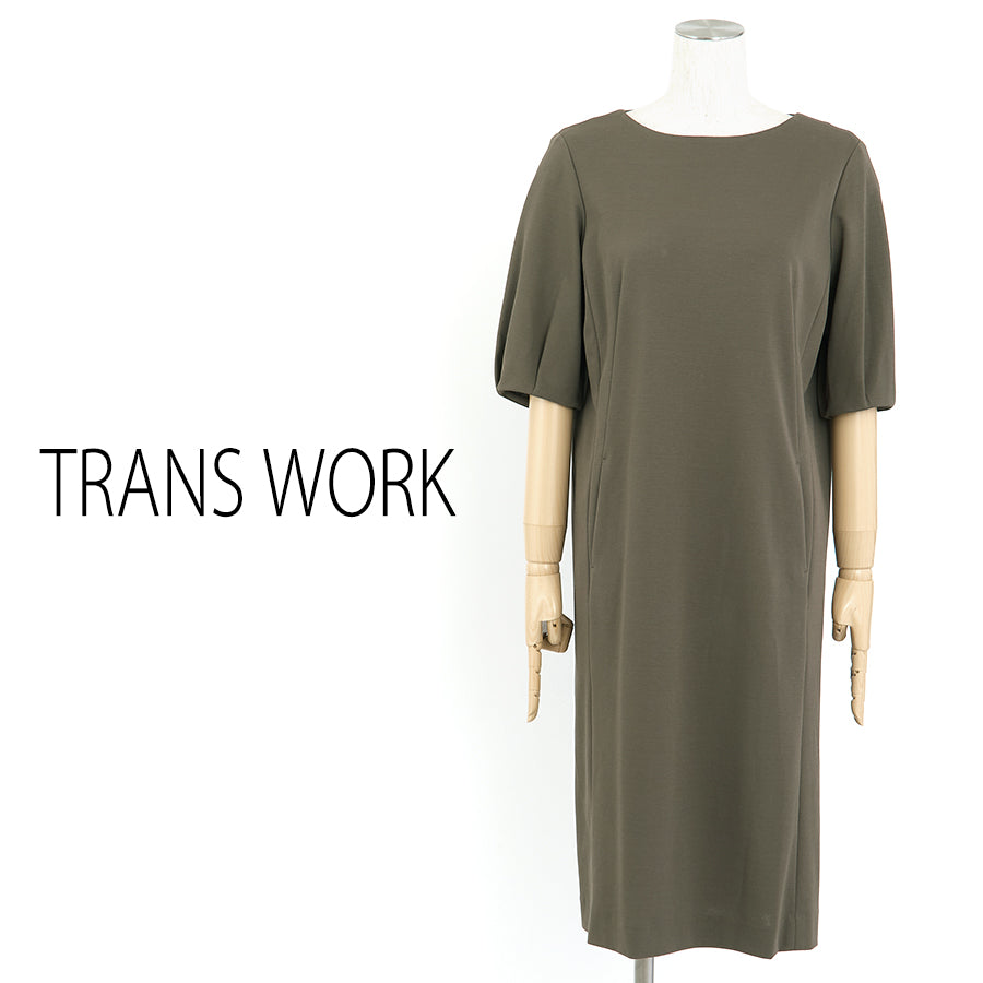 強撚ガスポンチクールワンピース(Lサイズ／カーキ／TRANS WORK(トランスワーク))