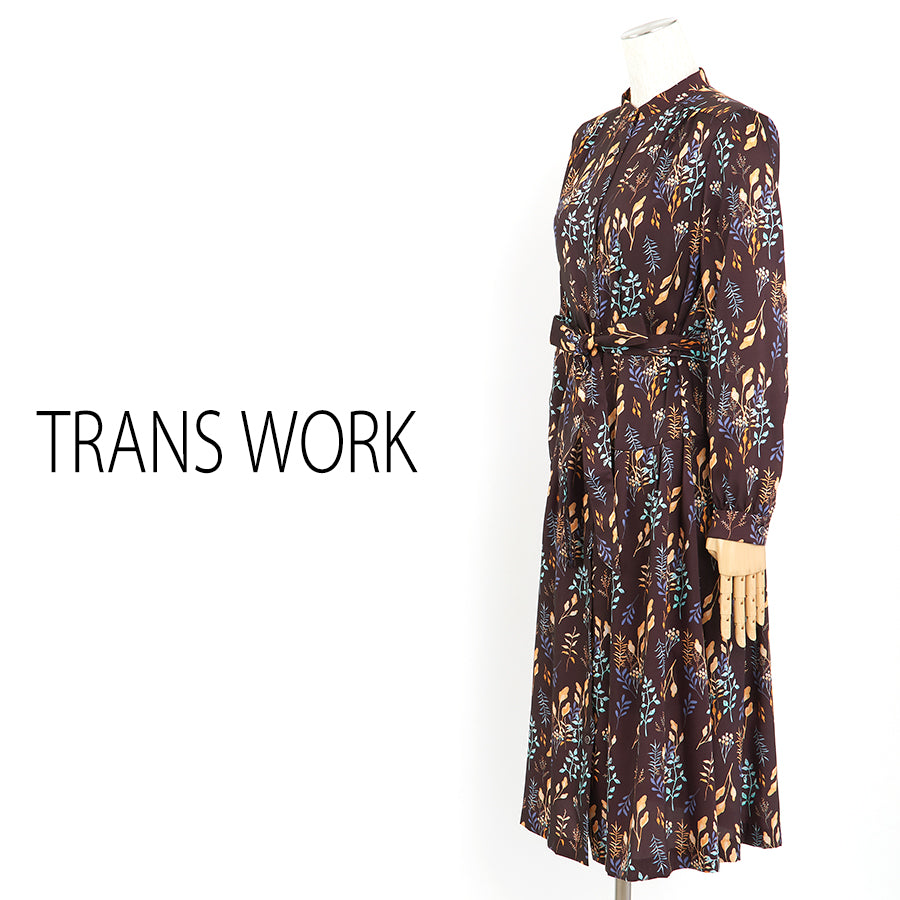フォーリングフラワープリントワンピース(Lサイズ／ブラウン／TRANS WORK(トランスワーク))