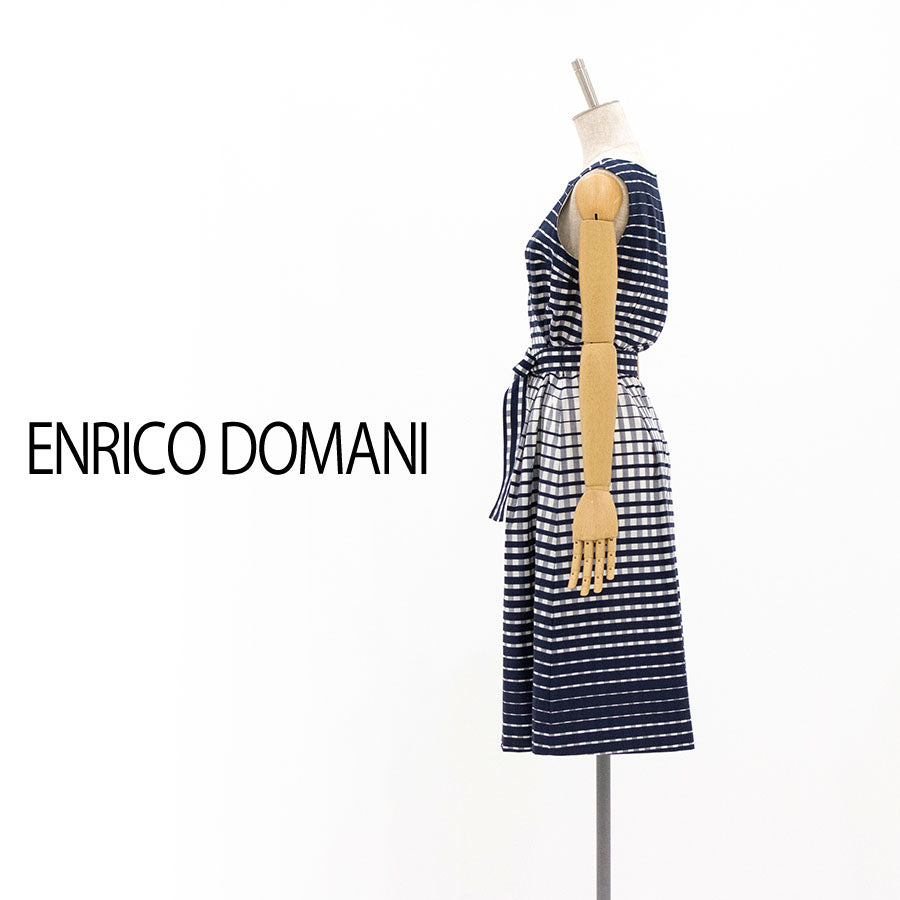 グラデーション チェック ワンピース(Sサイズ／ネイビー／ENRICO DOMANI(エンリコドマーニ))USED