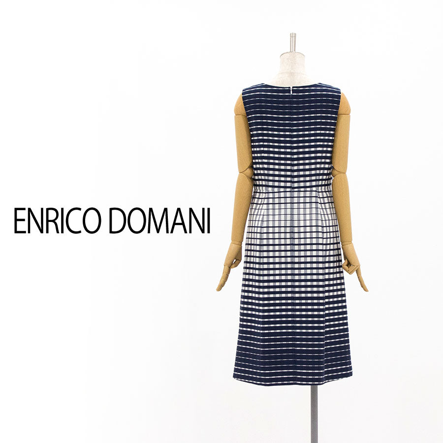 グラデーション チェック ワンピース(Lサイズ／ネイビー／ENRICO DOMANI(エンリコドマーニ))