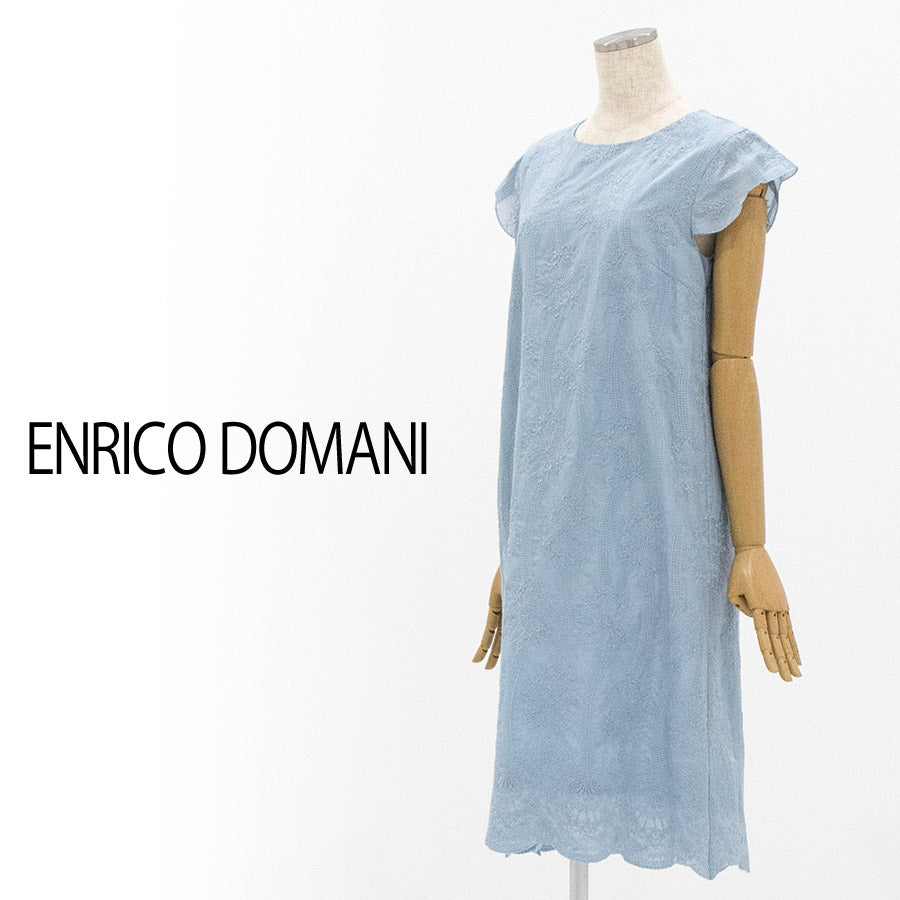 刺繍 ワンピース(Mサイズ／ブルー・水色／ENRICO DOMANI(エンリコドマーニ))