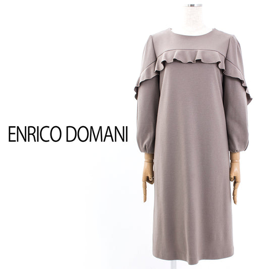 バルーン袖ワンピース(Mサイズ／ベージュ／ENRICO DOMANI(エンリコドマーニ))