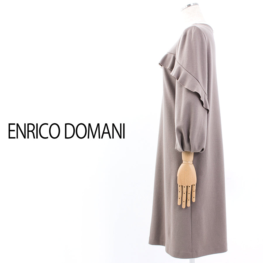 バルーン袖ワンピース(Lサイズ／ベージュ／ENRICO DOMANI(エンリコドマーニ))