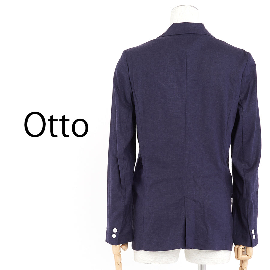 ストレッチ麻混ジャケット(Sサイズ／ネイビー／Otto(オットー))