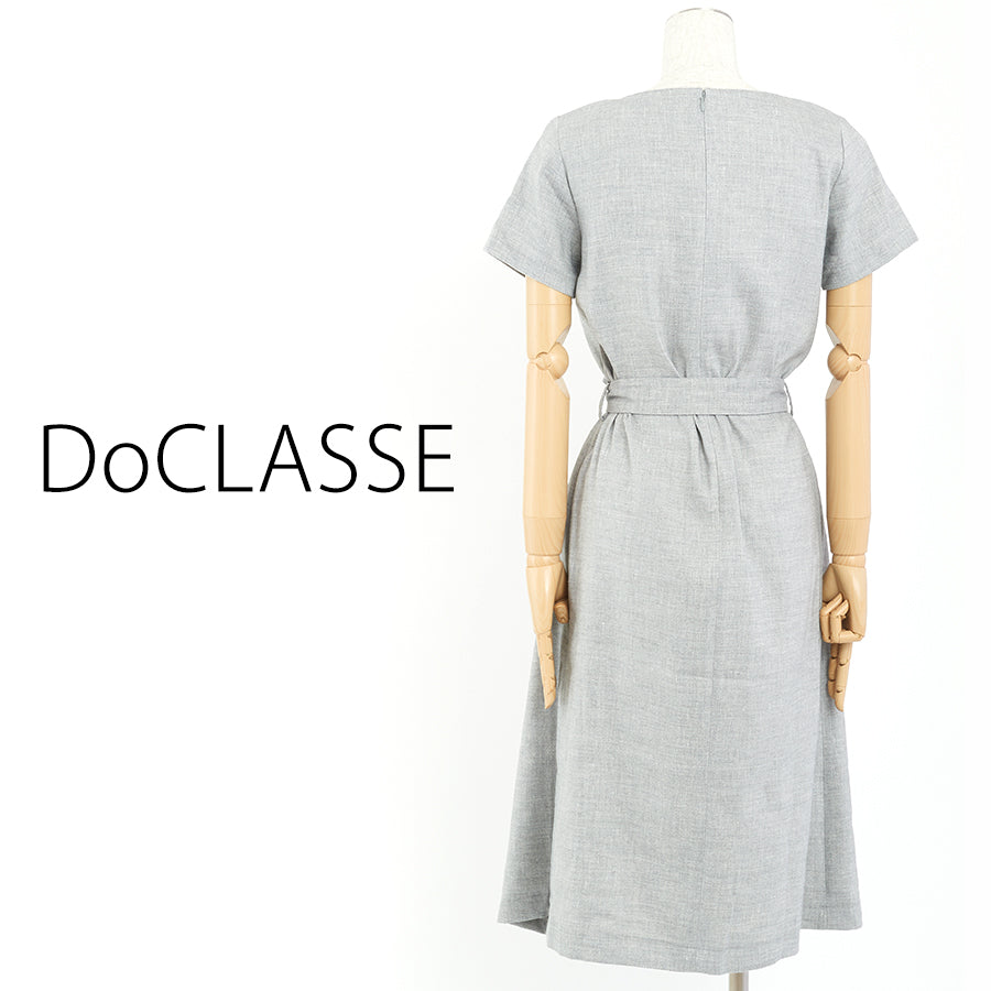 ストレッチリネン・カッティングワンピース(Lサイズ／グレー／DoCLASSE(ドゥクラッセ))