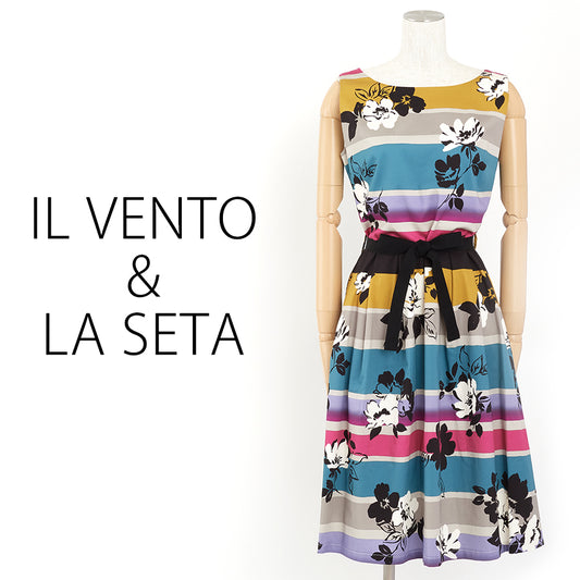 花柄ボーダーワンピース(Mサイズ／その他／IL VENTO & LA SETA(イル ヴェント アンド ラ セータ))USED