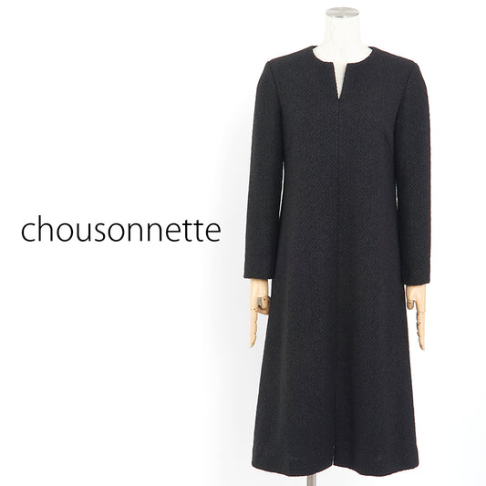ウール混ツイードワンピース(Sサイズ／ブラック／chousonnette(シューソネット))