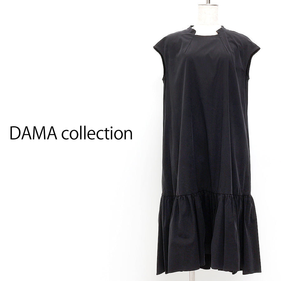 裾ギャザーワンピース(Lサイズ／ブラック／DAMA collection(ダーマ・コレクション))