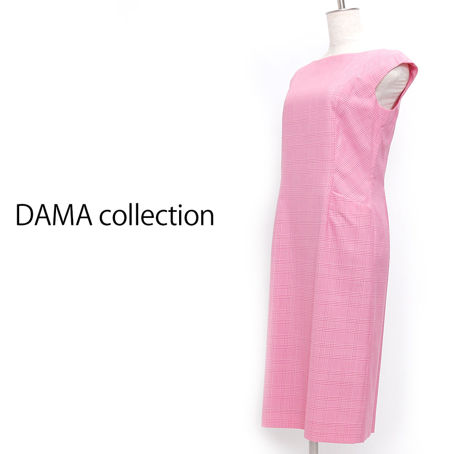 シルクウール グレンチェック ワンピース(Mサイズ／ピンク／DAMA collection(ダーマ・コレクション))