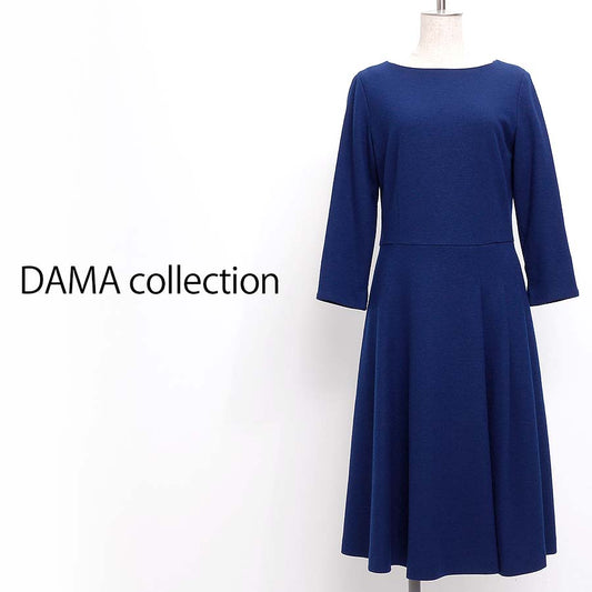 圧縮スムースタックフレアーワンピース　　(Lサイズ／ブルー・水色／DAMA collection(ダーマ・コレクション))